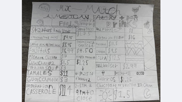 Menu Design Project - Rough Sketches